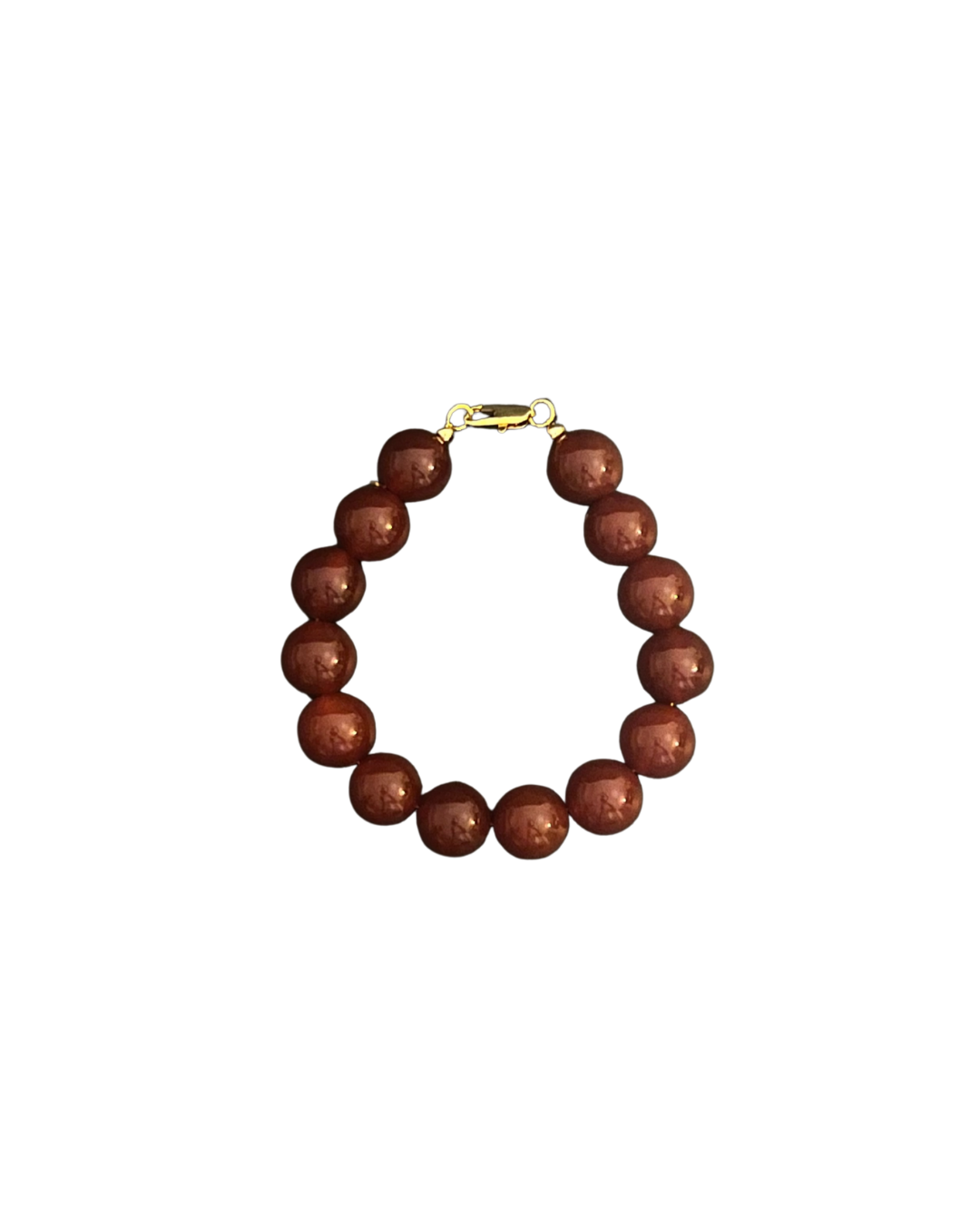 gemstone beaded bracelet with a gold clasp on a white background